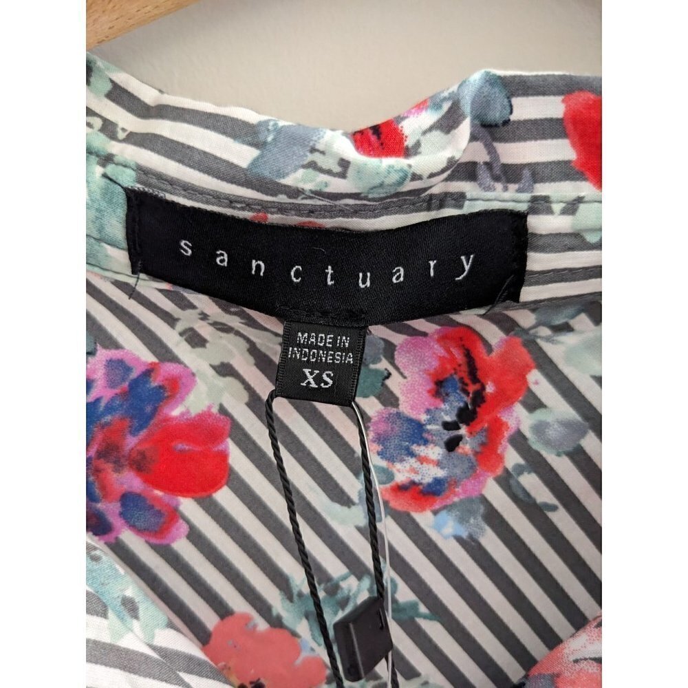 NWT Sanctuary Floral Striped Button Down Shirt Women's Size XS - Picture 8 of 9
